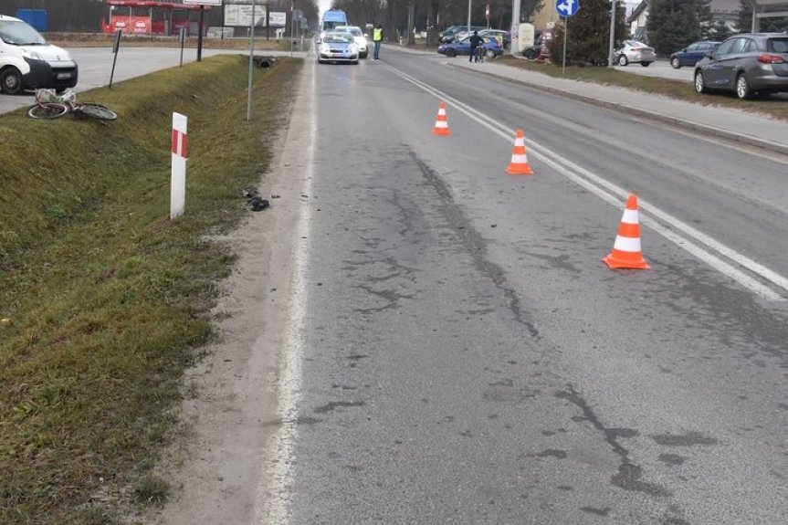 Potrącenie rowerzystki w Żołyni