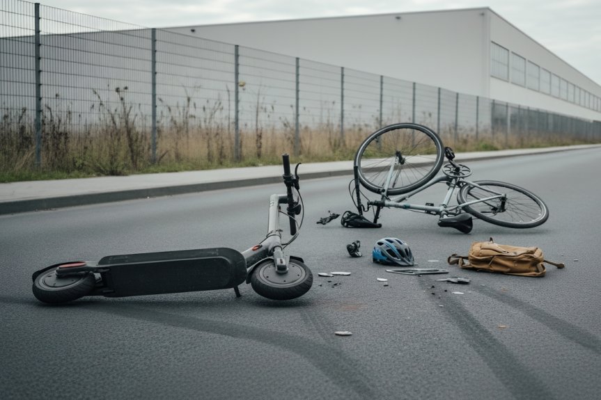 Wypadek drogowy w miejscowości Malinie z udziałem kierującego hulajnogą i rowerzystki