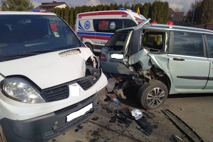 Zderzenie samochodów w Humniskach