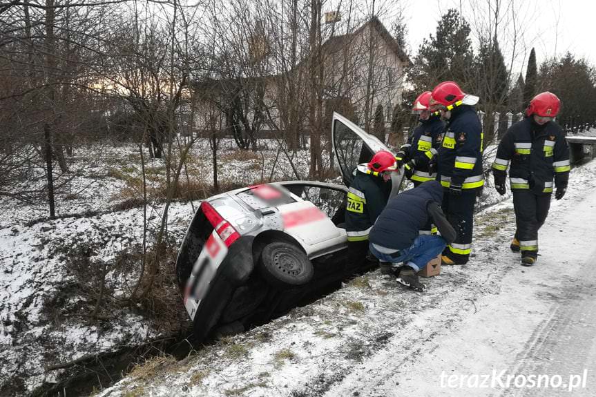 Iwonicz. Kierująca fiatem wjechała do rowu