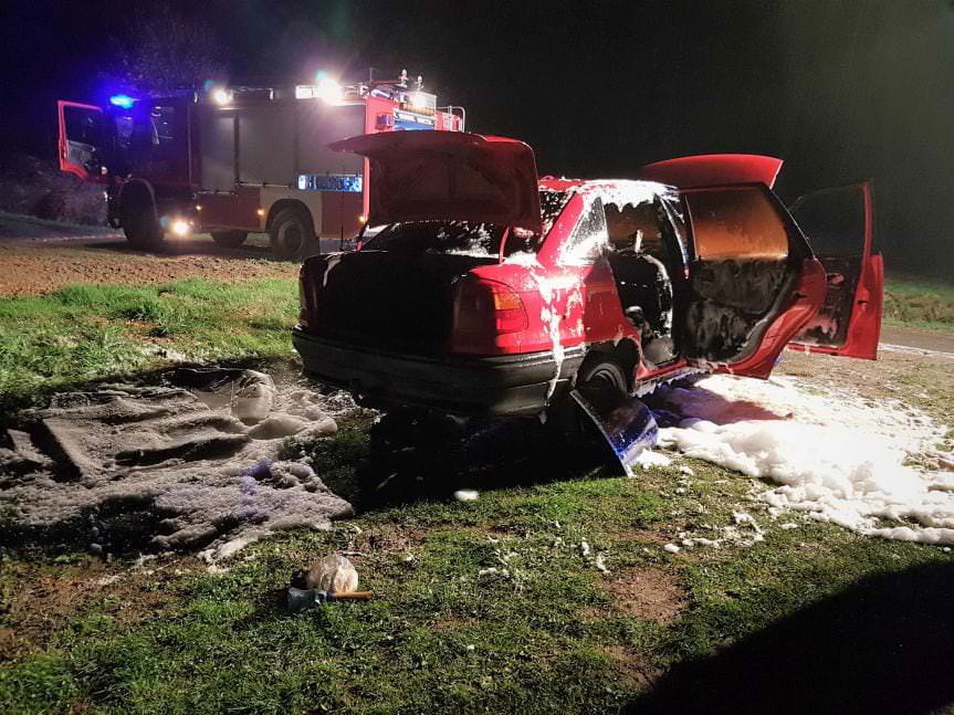 Pożar samochodu osobowego w Korczynie