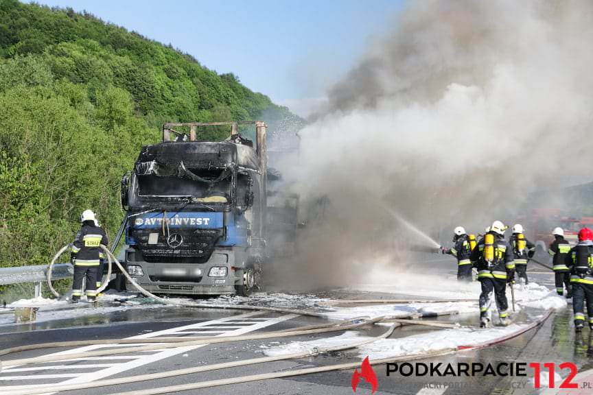 Pożar tira w Trzcianie