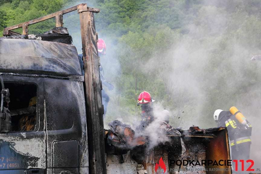 Pożar tira w Trzcianie