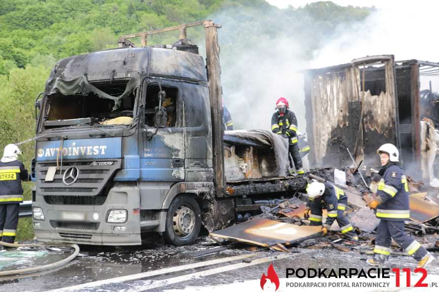 Pożar tira w Trzcianie