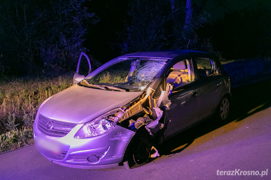 Korczyna.Wpadek z udziałem motorowerzysty 