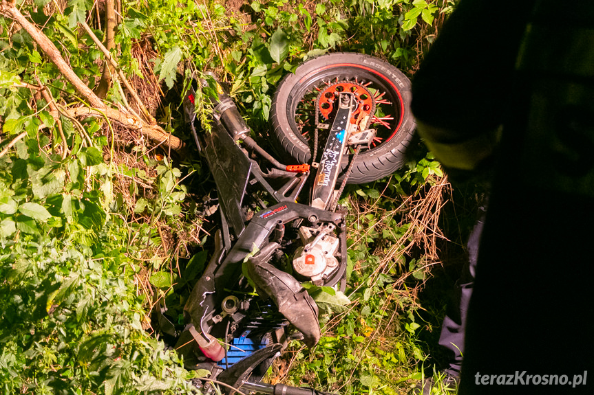 Korczyna.Wpadek z udziałem motorowerzysty 