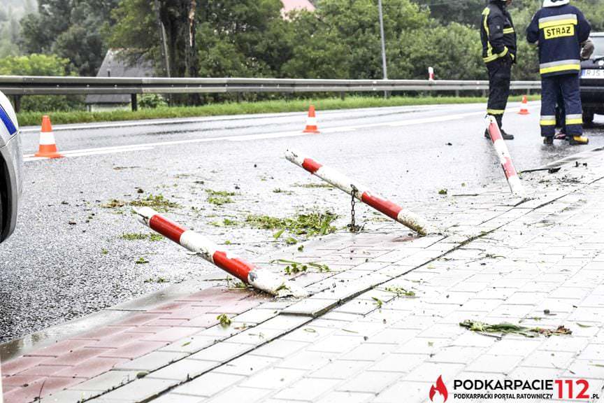 Wpadł w poślizg, skosił słupki