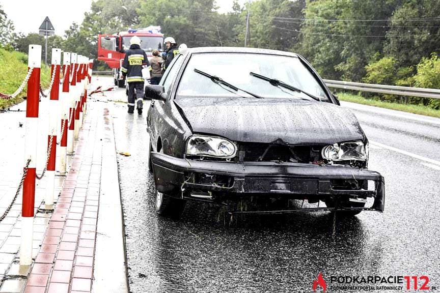 Wpadł w poślizg, skosił słupki