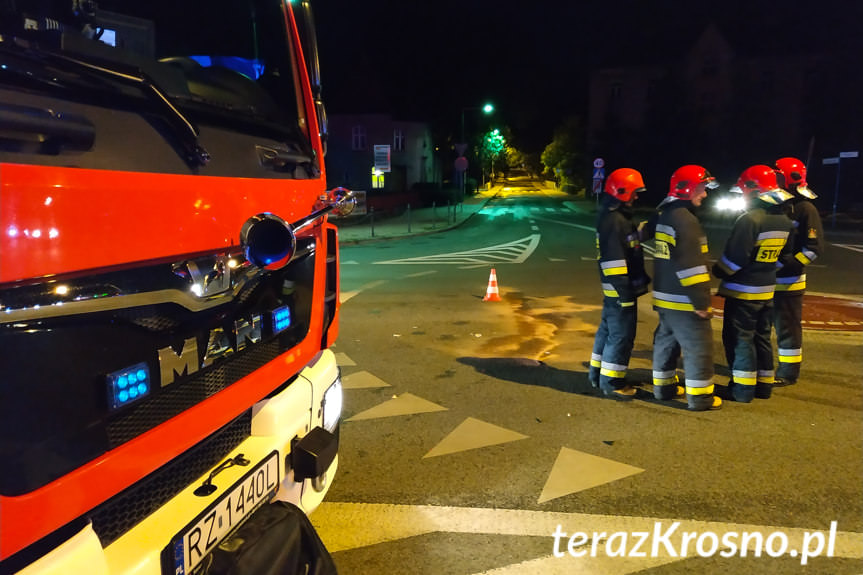 Wypadek na rondzie w Krośnie