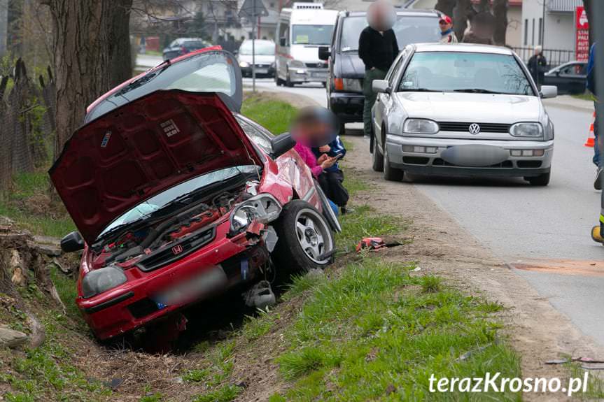 Zderzenie hondy i audi w Cergowej