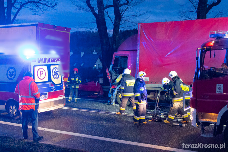 Zderzenie trzech samochodów ciężarowych w Zboiskach