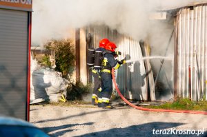 Pożar magazynu w Korczynie