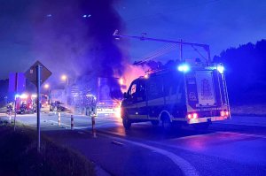 Pożar naczepy na DK19 