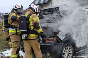 Pożar samochodu w Klimkówce