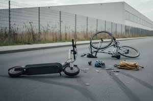 Wypadek drogowy w miejscowości Malinie z udziałem kierującego hulajnogą i rowerzystki