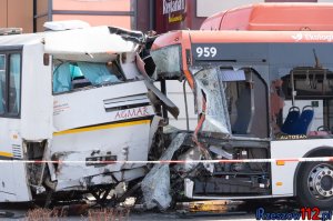 Wypadek na alei Rejtana w Rzeszowie. Zderzenie dwóch autobusów