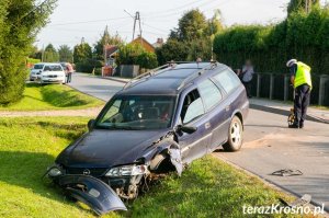 Zderzenie dwóch samochodów w Łężanach