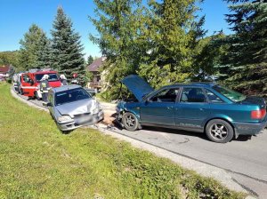 Zderzenie hondy i audi w Lubatowej