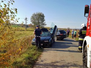 Zderzenie samochodów we Wrocance