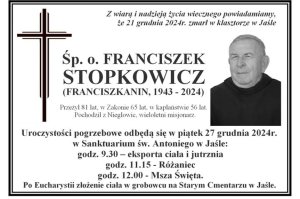 Zmarł franciszkanin o. Franciszek Stopkowicz